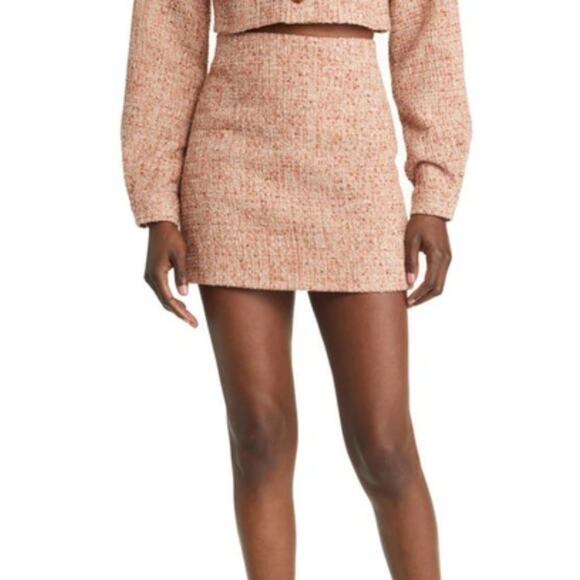 Anthropologie Elodie Rust Tweed Mini Skirt L NWT - Picture 1 of 8